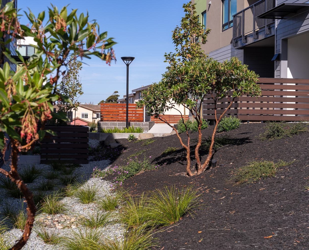 Commercial landscaping for an apartment building by K&D Landscaping