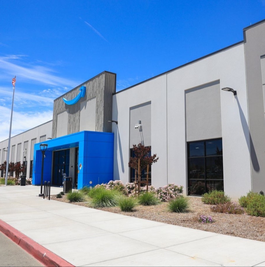 Fulfillment facility landscape installation by K&D Landscaping with clean planting beds and irrigation Fulfillment facility landscape installation by K&D Landscaping with clean planting beds and irrigation