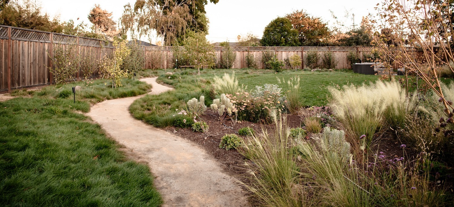 Residential garden pathway and natural planting design by K&D Landscaping