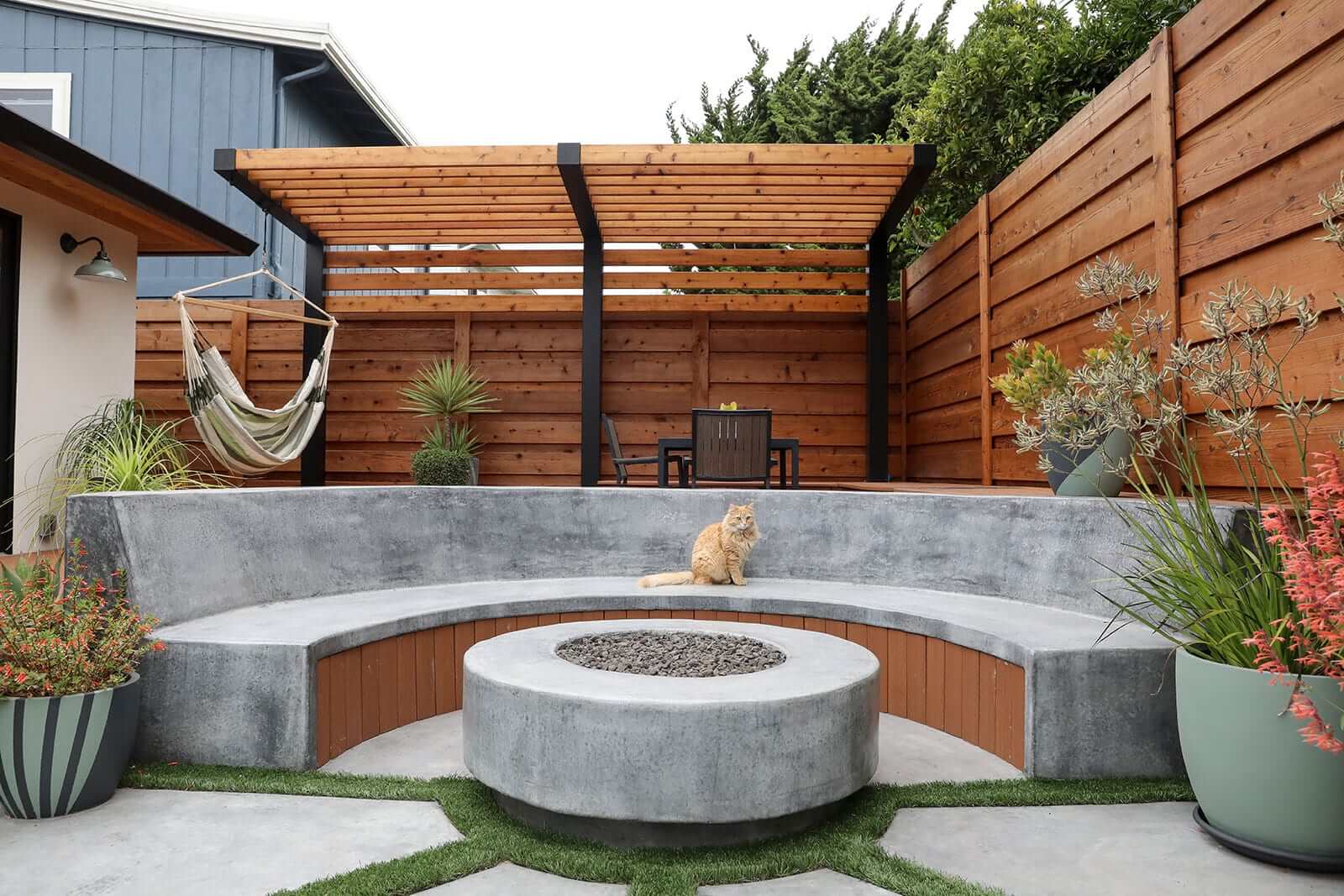 TimberTech deck overlooking a professionally designed backyard landscape by K&D Landscaping