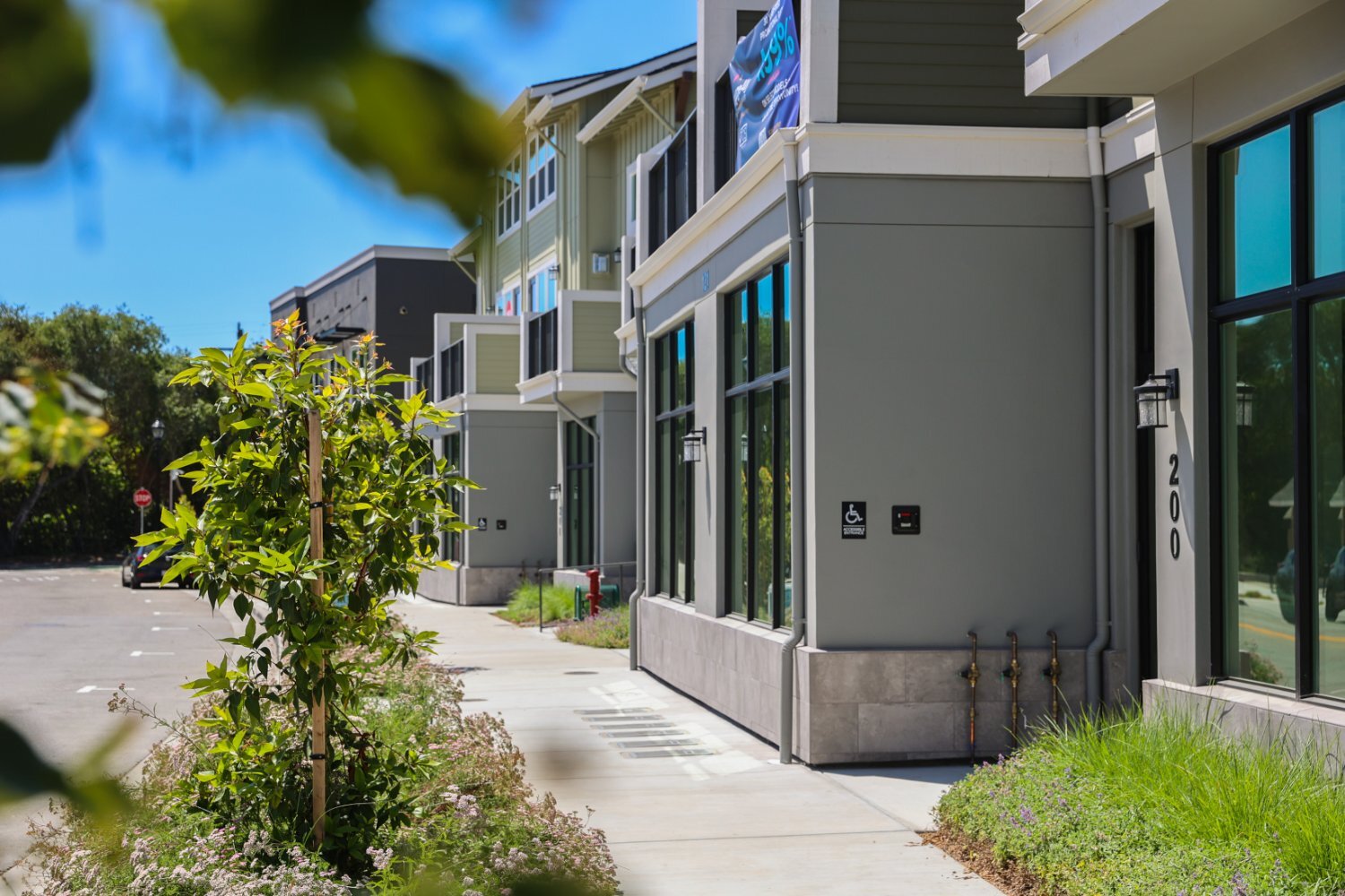 Commercial property landscape improvements with coordinated planting design by K&D Landscaping