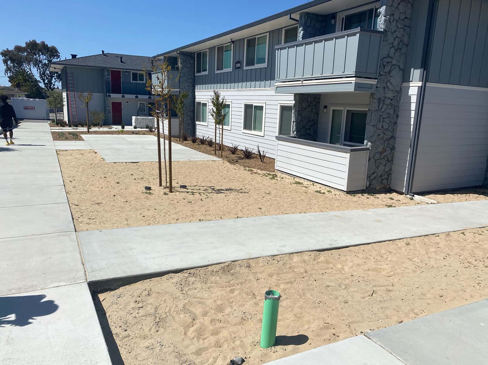 Construction phase of apartment community landscape renovation by K&D Landscaping