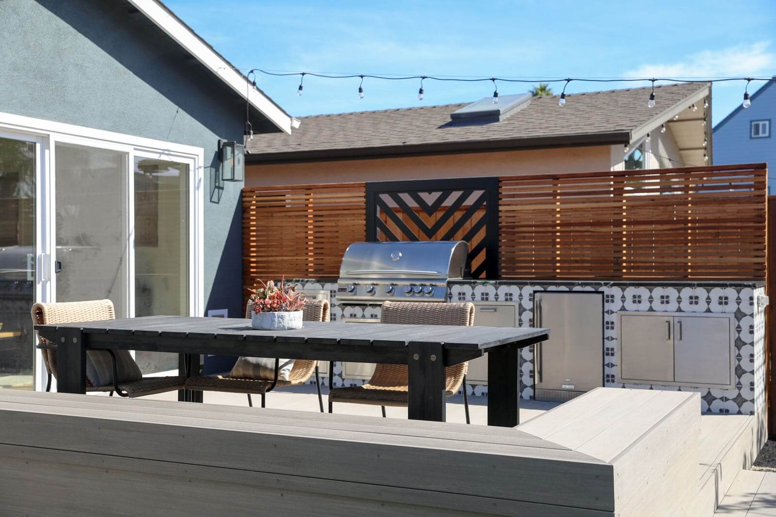 Custom landscape design featuring hardscape, planting, irrigation, and outdoor recreation areas by K&D Landscaping