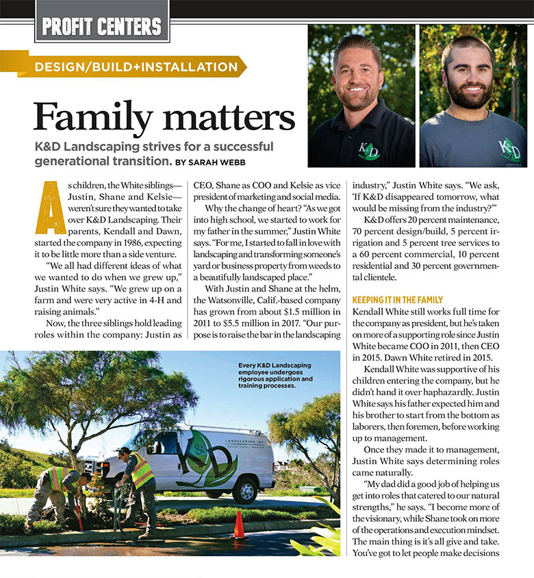 K&D Landscaping featured in Landscape Management magazine