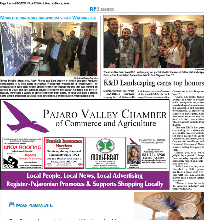 K&D Landscaping earns top honors in the Register-Pajaronian