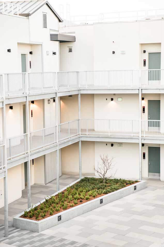 K&D Landscaping elevated view of apartment community courtyard and landscape improvements