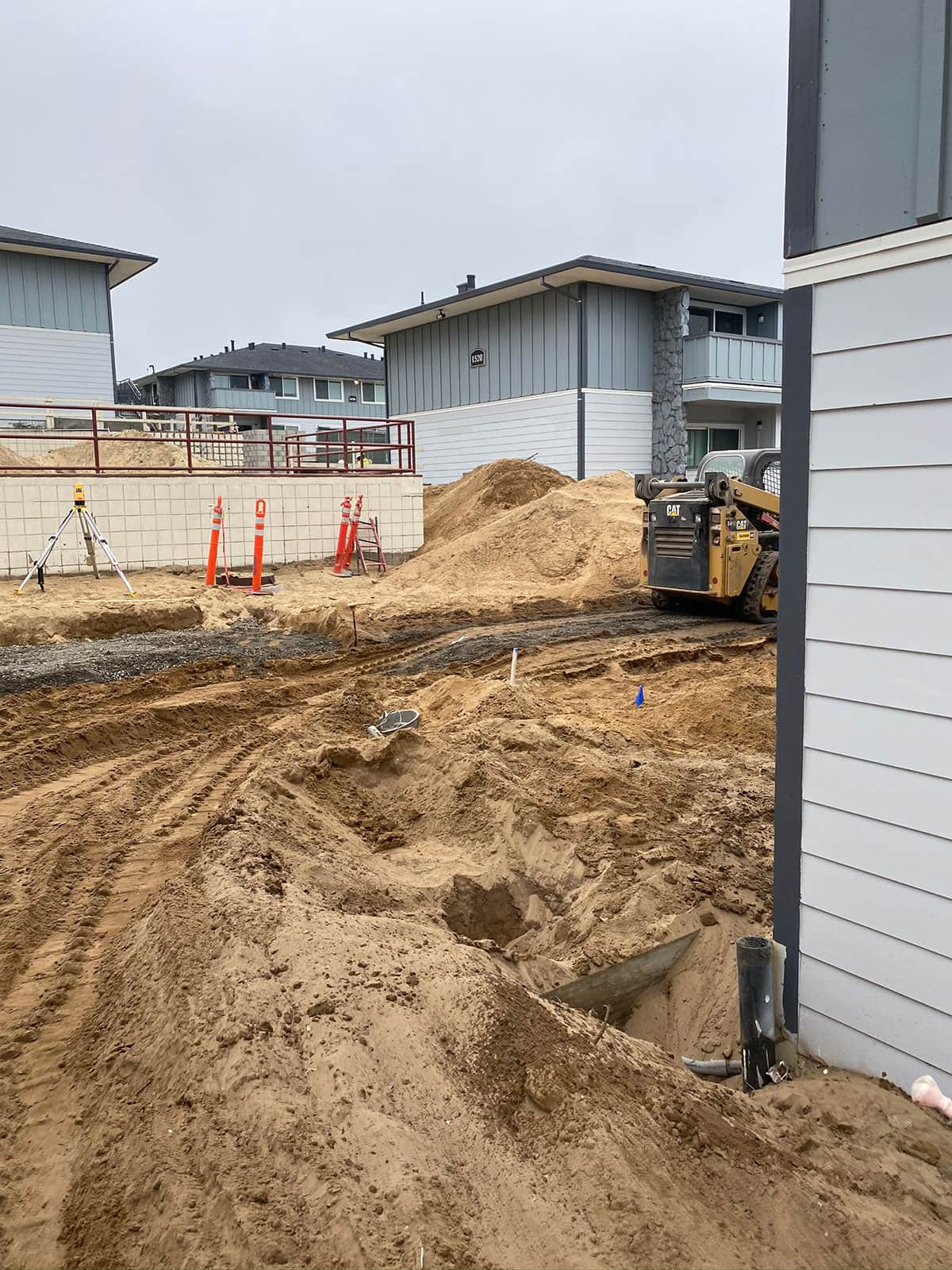 Overhead view of multifamily property landscaping and site enhancements by K&D Landscaping
