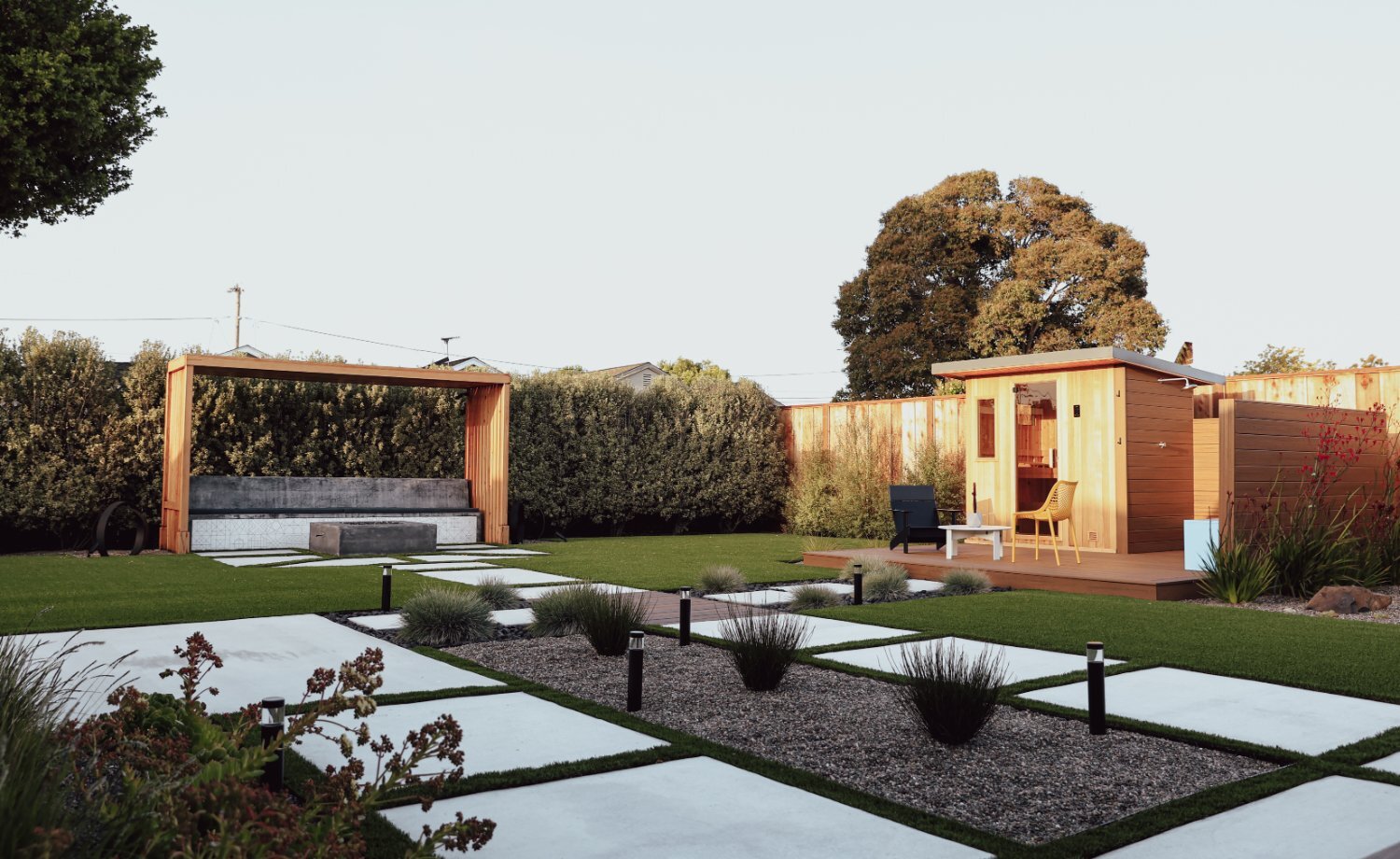 Residential garden retreat featuring custom planting areas and lawn by K&D Landscaping