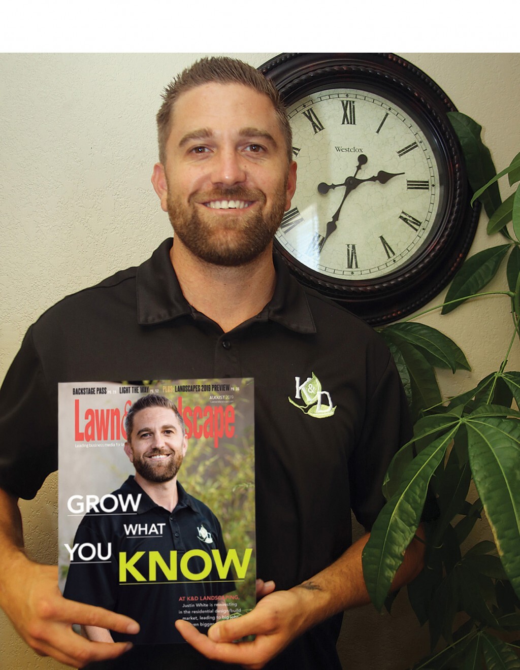 Justin White of K&D Landscaping on the cover of Lawn & Landscape magazine