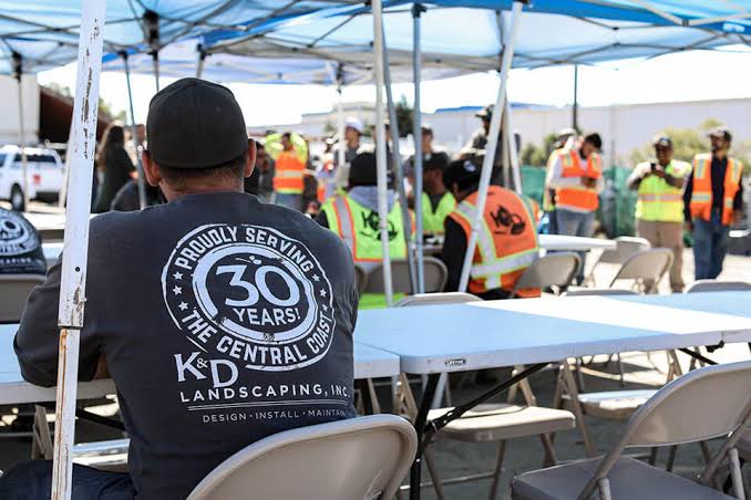 K&D Landscaping team members at work