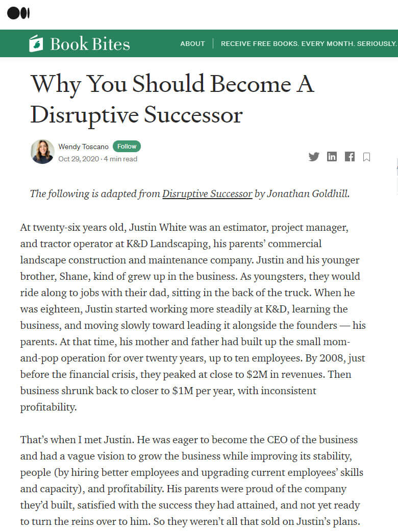 The Disruptive Successor featured on Book Bites