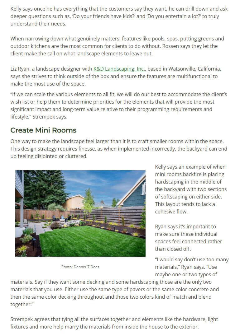 K&D Landscaping design tips for small backyards